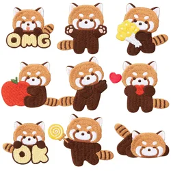 Animal Embroidery Patches On Clothes Red Panda DIY Self-adhesive Patch T-shirt Jacket Sticker Appliques For Clothing Badges
