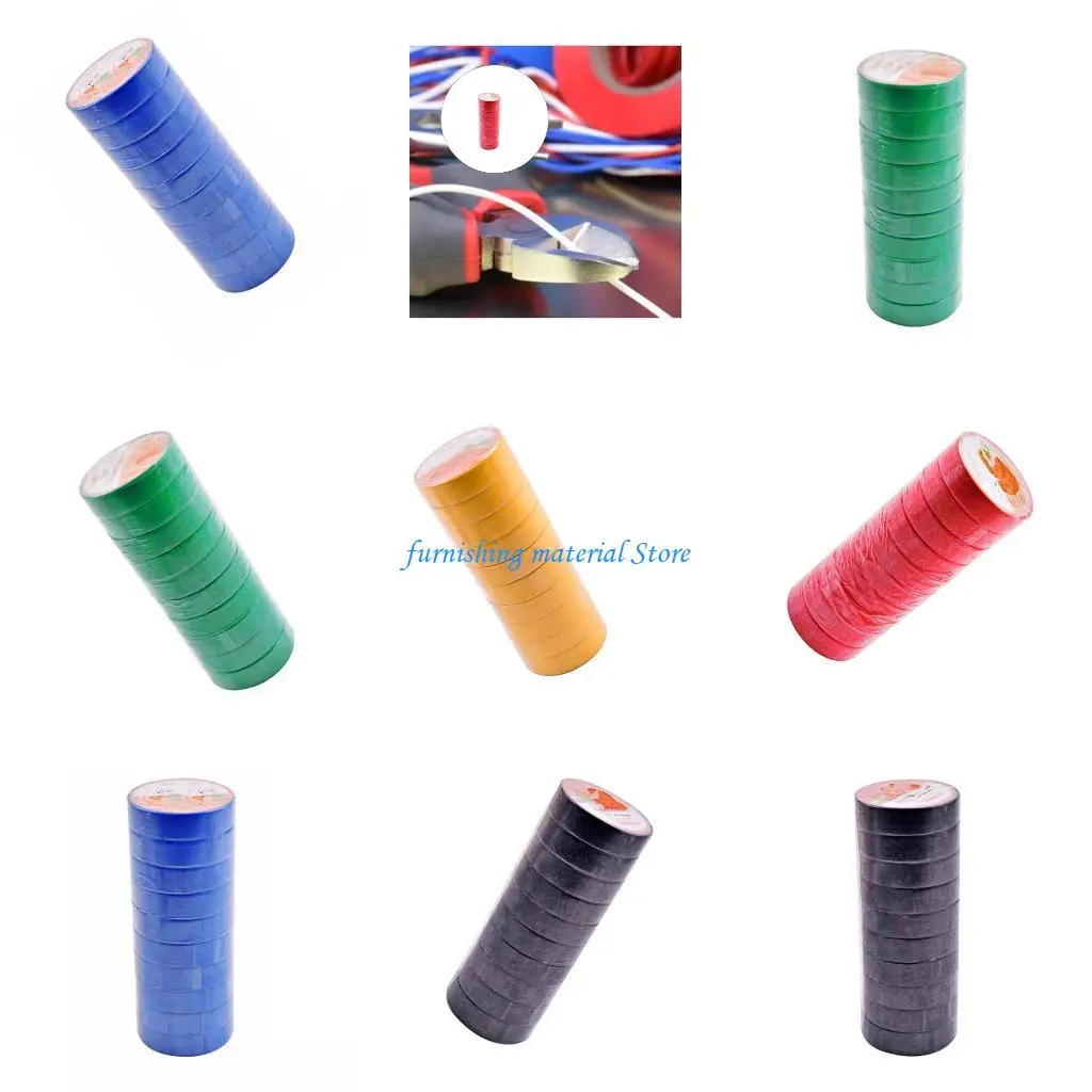 

Y5GD 10 Roll PVC Insulating Tape Strong Adhesive Industrial Wiring Harness Tape for Electrical, Labeling and Craft Project