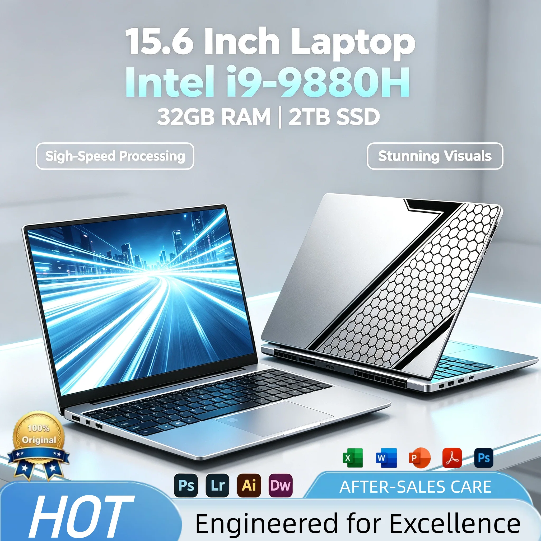 Intel Core i9-9880H 15.6 Inch High Performance Laptop 8C16T 2.3-4.8GHz 24MB Cache 16GB 2TB SSD Gaming Workstation UHD 630 Pro