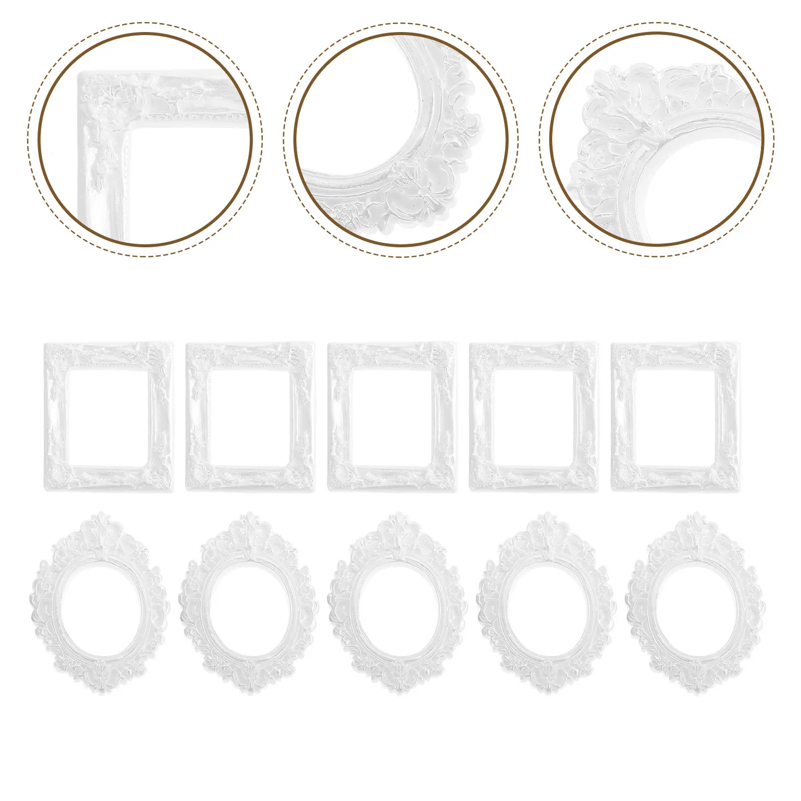 Decorative Vintage Resin Frames 10Pcs Rustic Small Photo Display for Digital Frame Props Jewelry Home Decor Picture Charm Case
