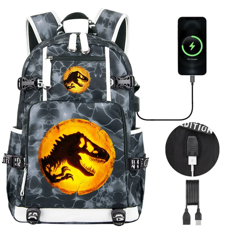 Jurassic World Dominion Cartoon Kids school backpack high quality Dinosaur Print Boy girl Schoolbag elementary school students