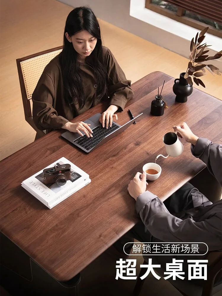 Solid wood desk black walnut electric lifting table light luxury desk double computer desk