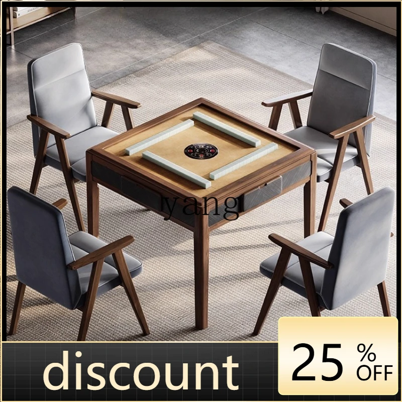 

YJQ solid wood mahjong table automatic household mahjong machine dining table dual-purpose integrated new Chinese style