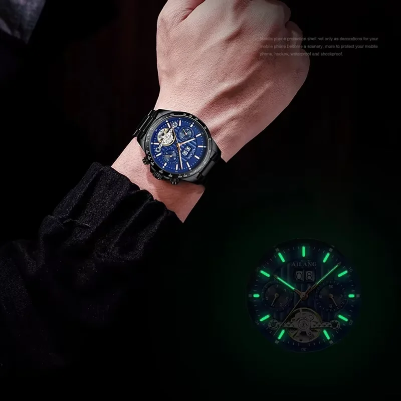 2026 Relojes AILANG Fashion Mechanical Watch Calendar Month Week Waterproof Tourbillon Watches Sport Automatic Wristwatch AL8828 view 3