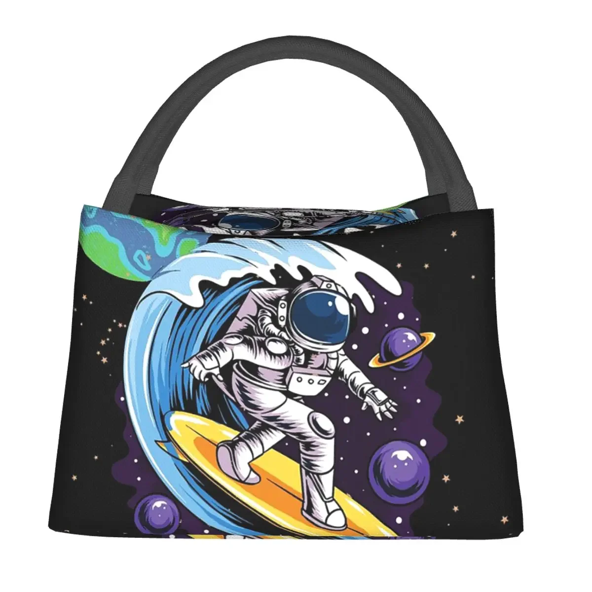 Astronaut Galaxy Universe Planet Surfer Astronomy Lunch Bags Bento Box Lunch Tote Picnic Bags Thermal Bag for Woman Kids Office