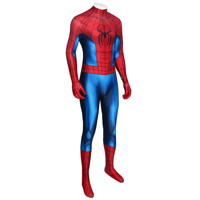 Red Blue Monster Spider Web Print Full Body Zentai Suit 3D Print Cosplay Costume Halloween Bodysuit for Adult Men - view 4