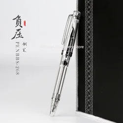 PENBBS 268 Vacuum Filling Fully Transparent Fountain Pen Resin Iridium EF/F/M Nib Writing Gift Pen Office Supplies Stationery