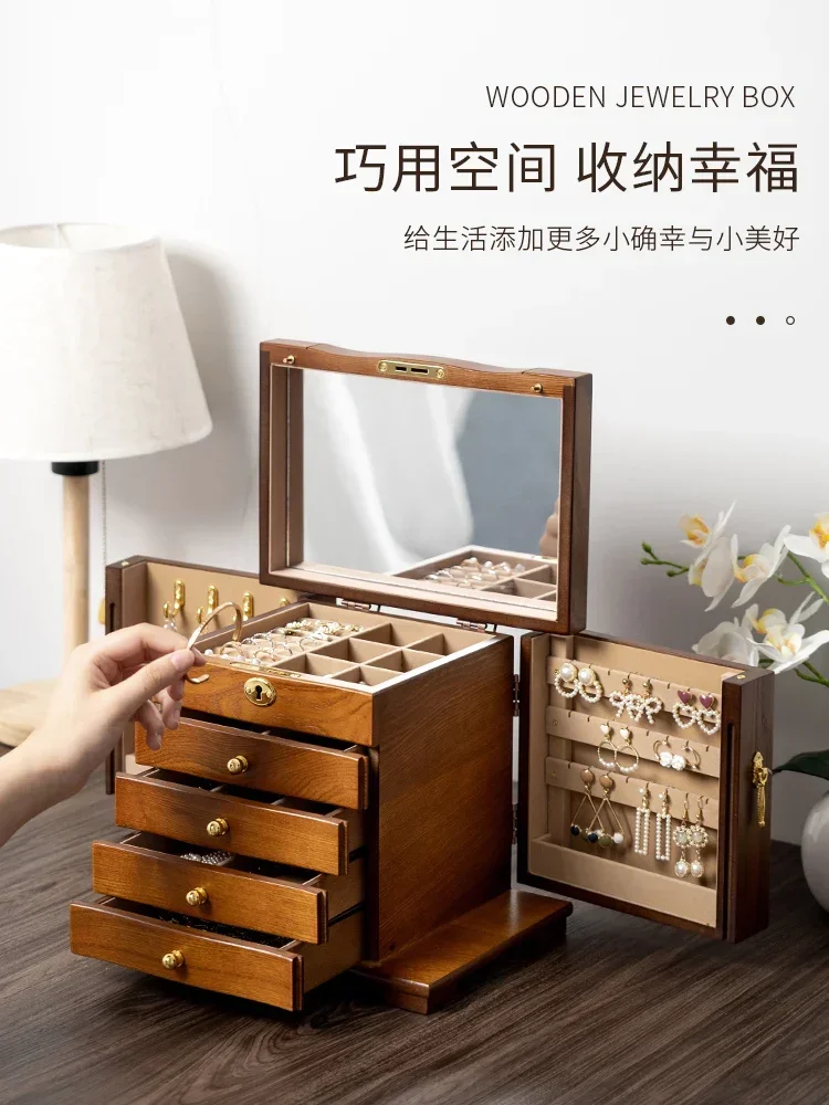 Exquisite and high-end wooden jewelry box