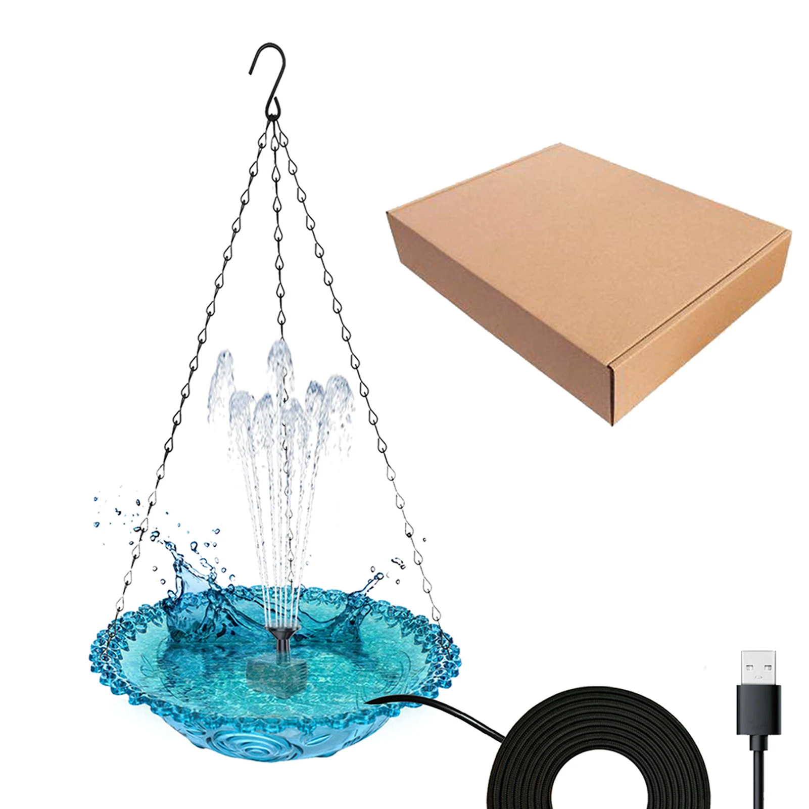 Bird Bathtub USB Powered And Durable For All-weather Outdoor Enhancing Beauty And Invi ABS