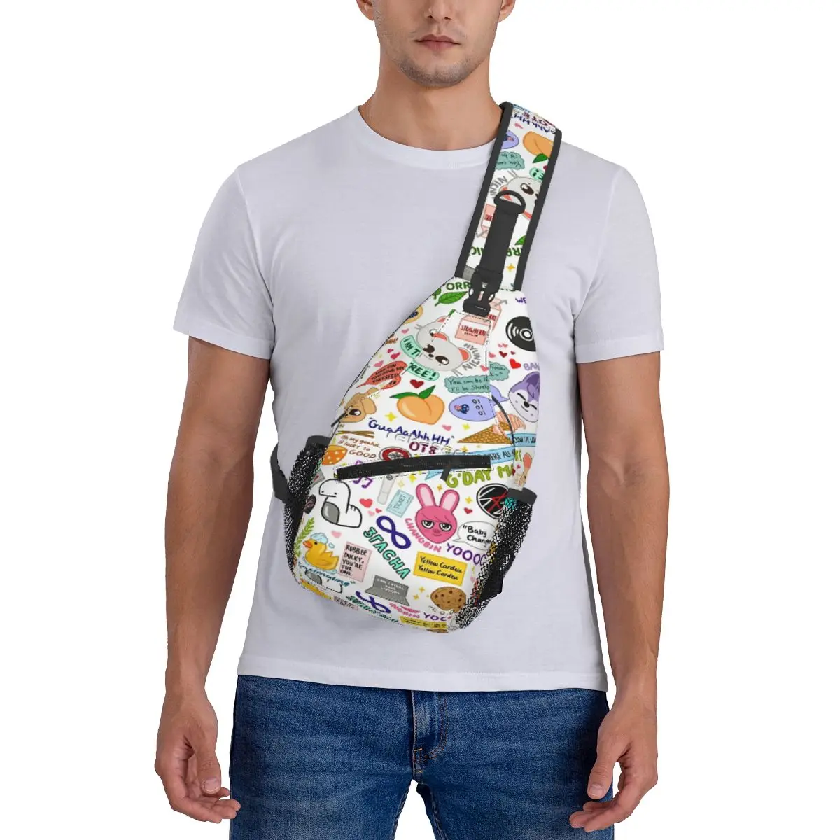 Aktualisierte Skz Doodle Brusttasche Retro mit Reiß verschluss Mesh Tasche aus Kreuz Brusttasche anpassbar