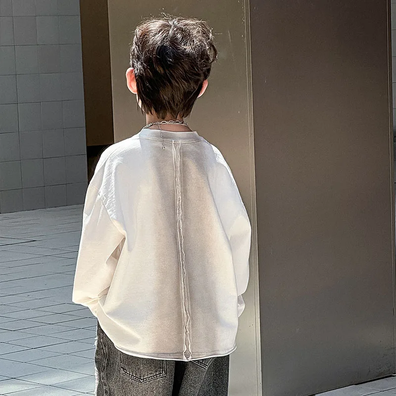 في سن المراهقة الصبي هوديس خريف جديد 2025 العودة إلى المدرسة الاطفال البلوز 2 3 4 5 6 7 8 9 10 11 12 13 سنة ملابس بيضاء باردة فضفاضة الأولاد #4