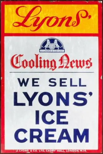 Lyon's Ice Cream Advert Vintage Retro style Metal Sign, lolly, summer, holiday