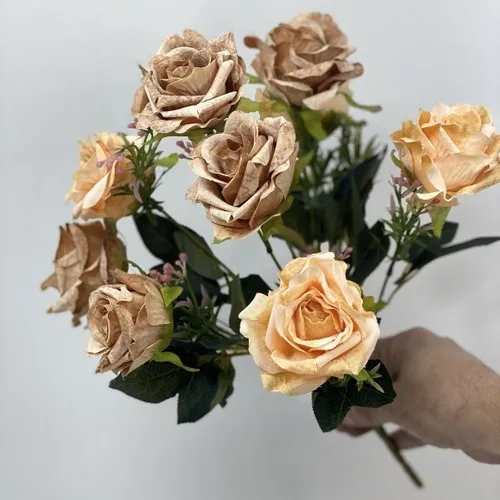 Artificial Pot Brown Roses Bunch Flower