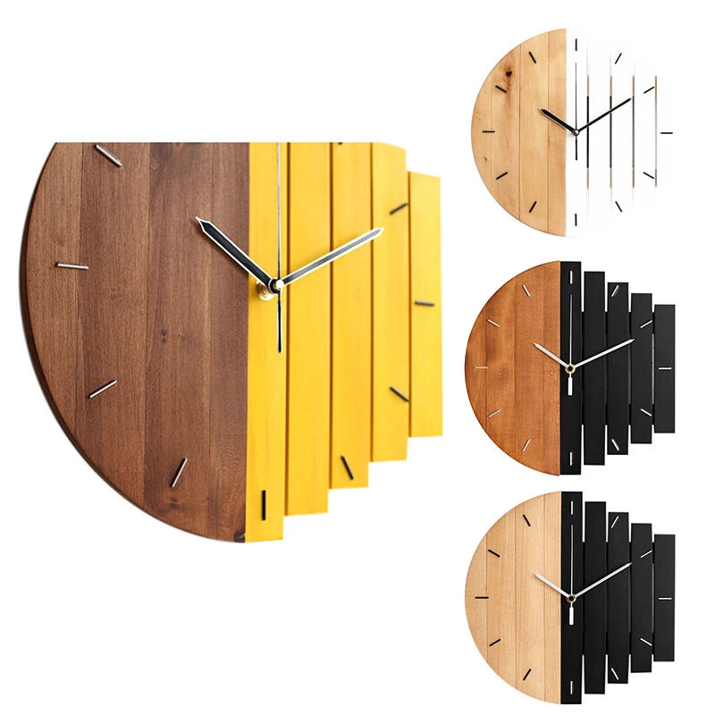 Wooden Wall Clock Modern Design Vintage Rustic Shabby Clock Quiet Art Watch Home Decoration