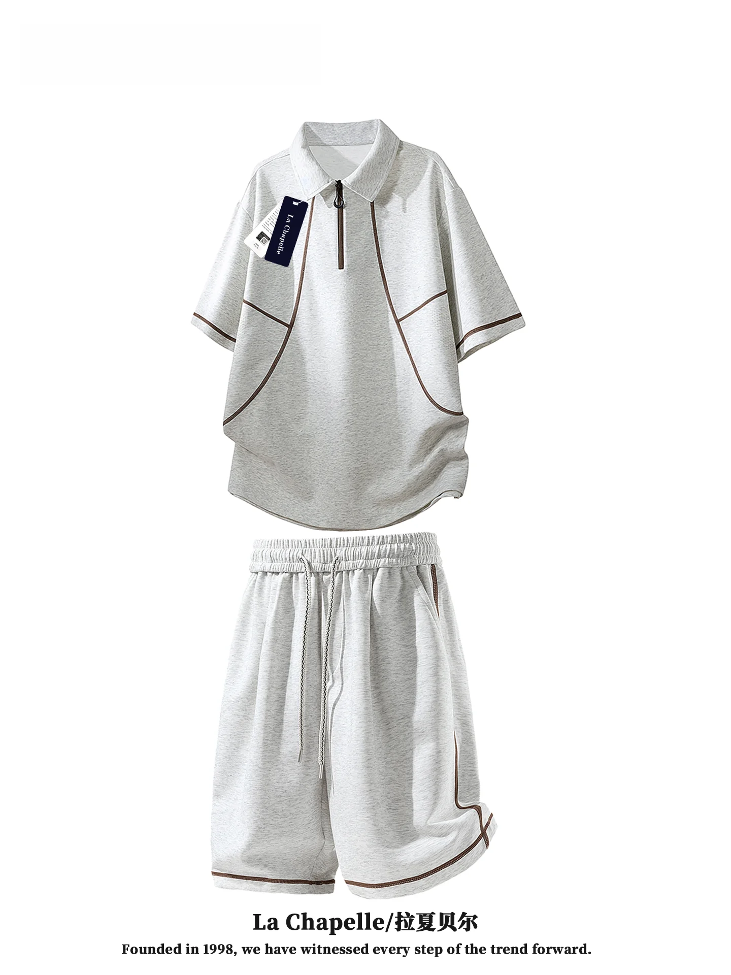 ensemble-decontracte-deux-pieces-pour-homme-la-chapelle-Ete-2026-–-t-shirt-a-manches-courtes-et-short-respirant-en-melange-polyester-coton-et-elasthanne