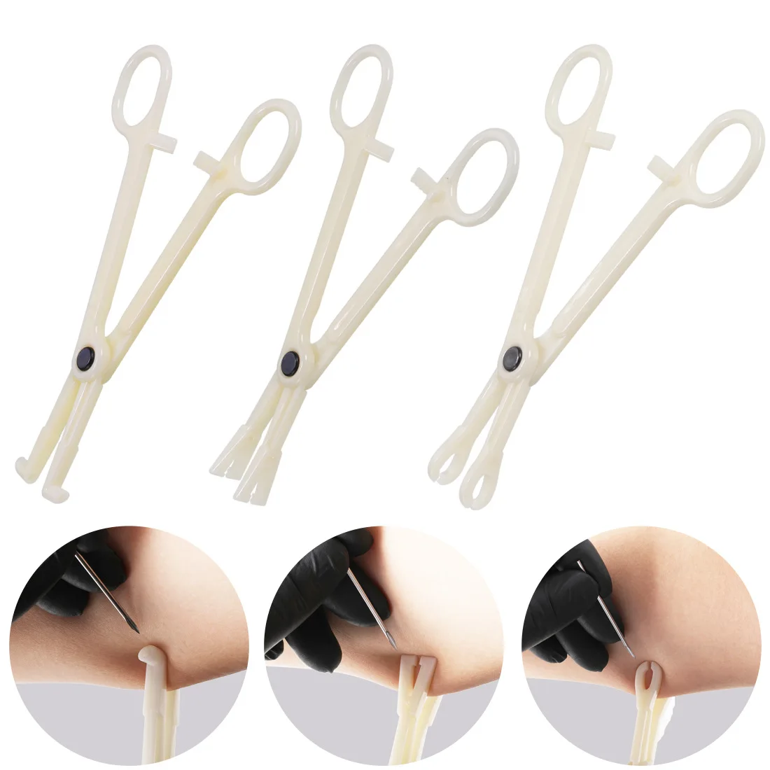 WKOUD 1PC Profession Acrylic Disposable Body Piercing Plier Plastic Clamp Body Ear Lip Navel Nose Tongue Eyebrow Forcep Tool