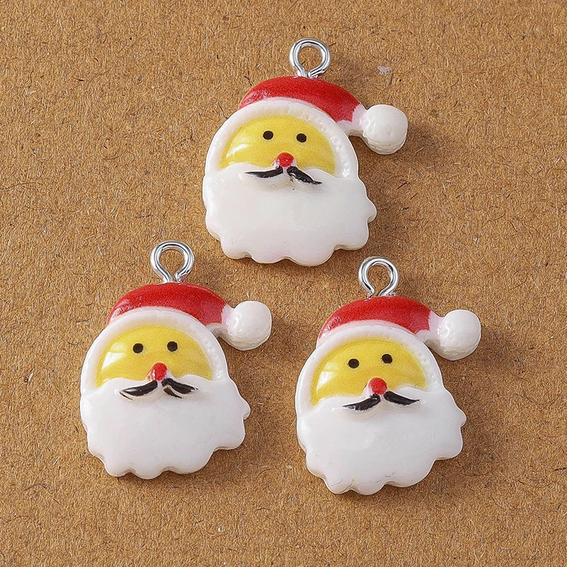 10 قطع لطيف الراتنج عيد الميلاد سحر الأيائل ثلج سانتا كلوز المعلقات ل أقراط قلادة سوار DIY عيد الميلاد مجوهرات اكسسوارات