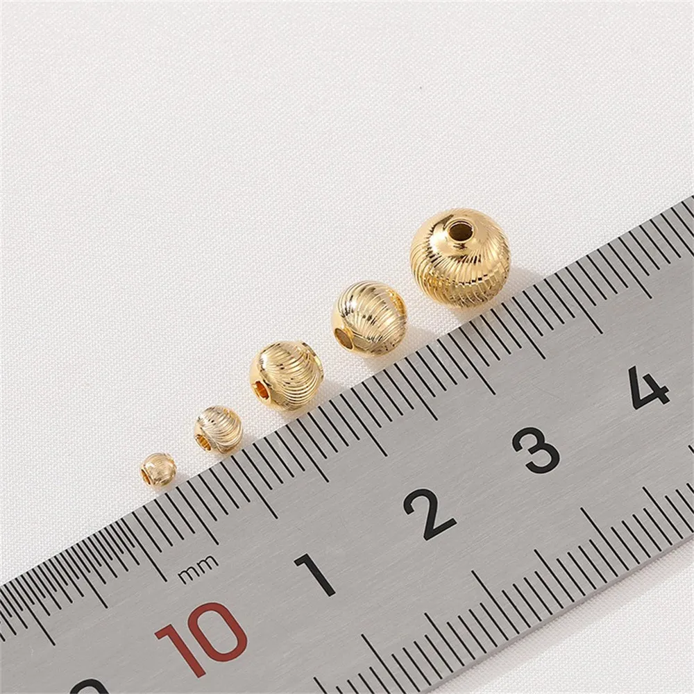 14K Gold-plated Flower Beads Cut Round Beads Loose Beads Handmade DIY Bracelets Necklaces Ear Accessories Material Matching Bead