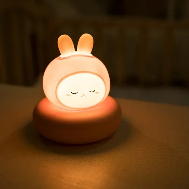 

Cute Rabbit Night Light Bedroom Sleep Light Baby Feeding Eye Protection Children Soft Light Charging Bedside Lamp Girls Gift