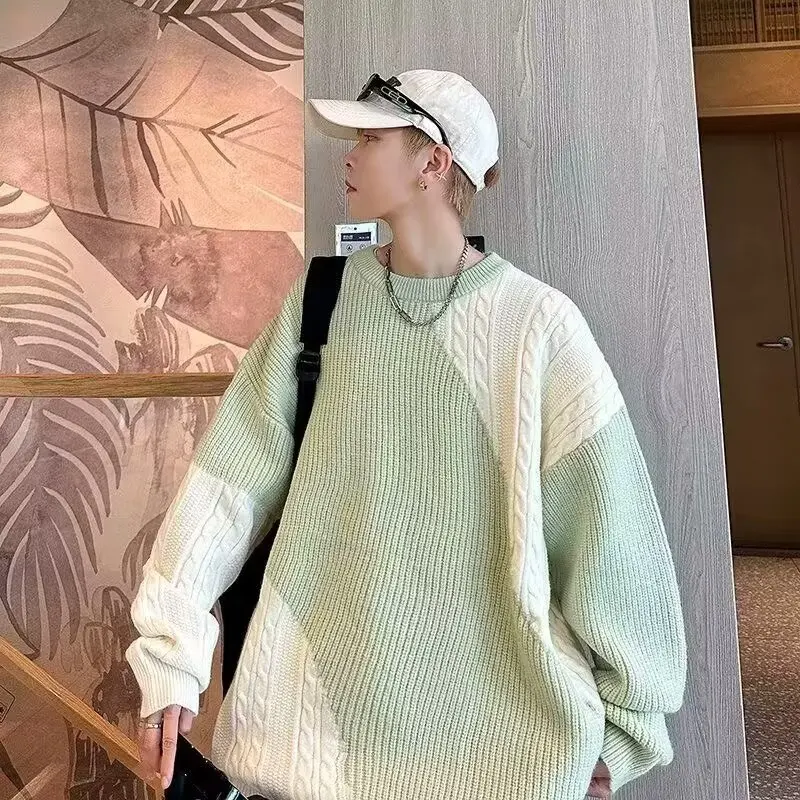 

Модный вязаный свитер оверсайз для подростков на осень-зиму, свободный крой, в американском стиле, для полных девушек...