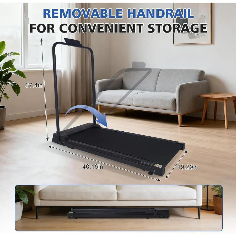 Home office treadmill: compact under-desk walking pad with adjustable incline, 0.63.8MPH speed, foldable portable design, remot