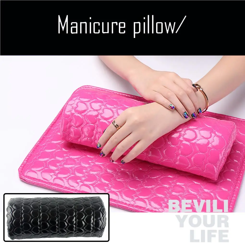 Nail Pillow Removable Nail Art Holder Portable Resuable Manicure Hand Rest Colorful Manicure Cushion  Rose Red