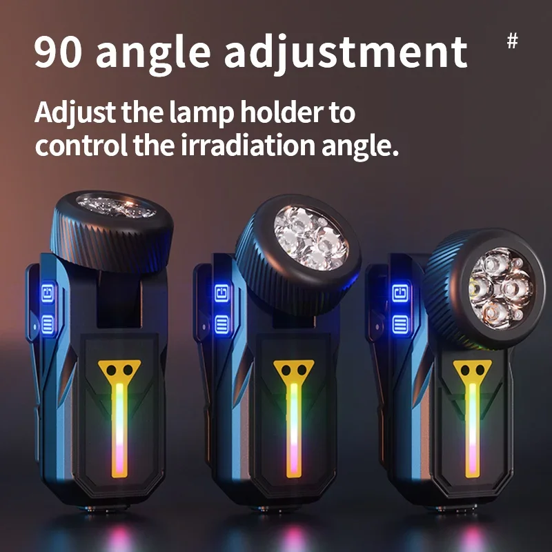 

Новый мощный светодиодный фонарь RGB с четырьмя источниками света, для улицы, с сильным магнитом, портативный, индукционный, рабочий, с креплением на козырек