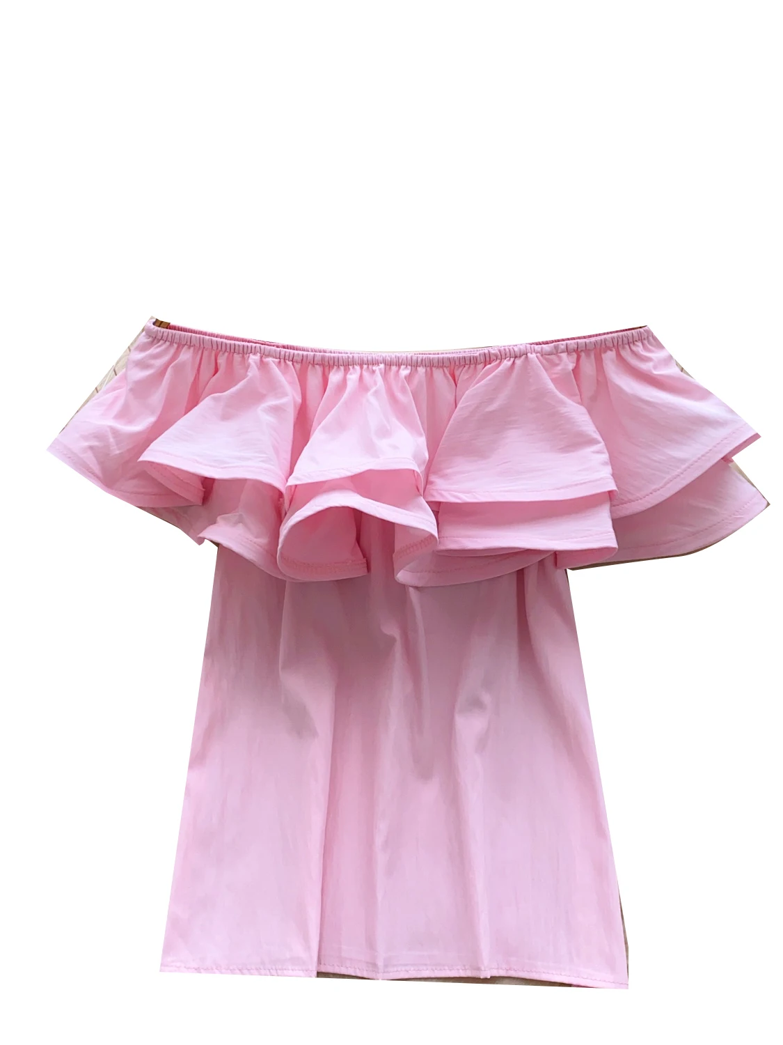 Csa de Dama de  con Hombros Descubiertos, Estilo Dulce y Chic, Verano 2025, Estilo Coreano, Corte Hoado, Manga Cort...