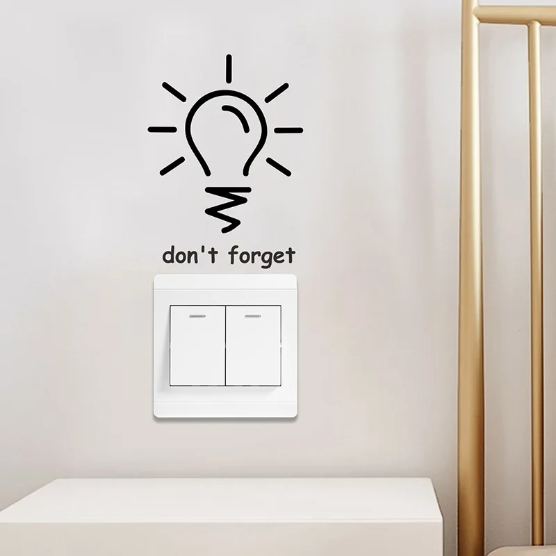 1PCS Small Light Bulb DOT'T FORGET English Slogan Switch Paste Wall Decoration Wall Sticker Switch Sticker
