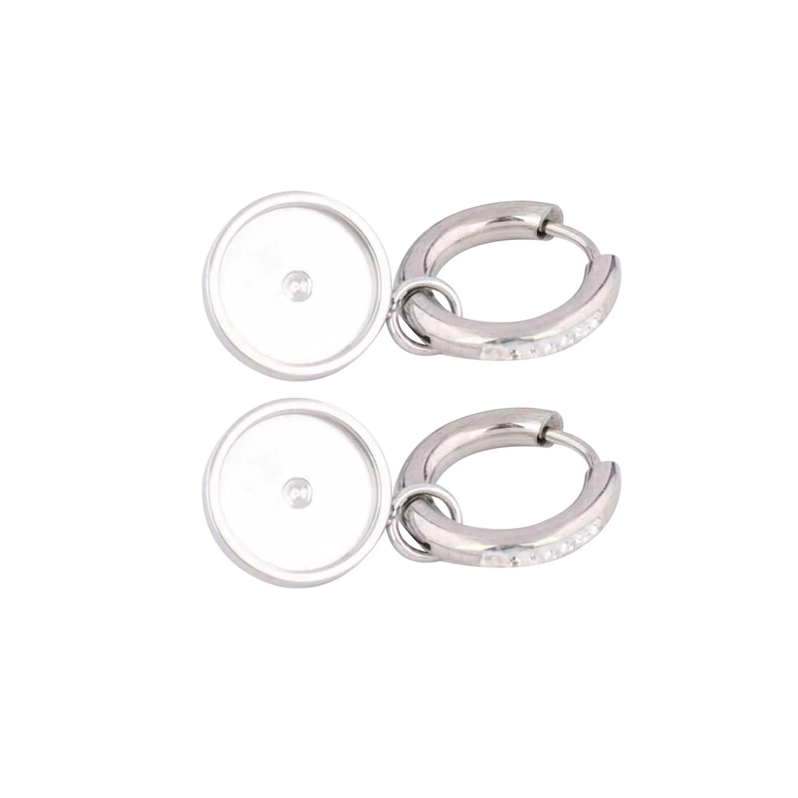 6pcs Stainless Steel Rhinestone Hoop Earring Base Blanks