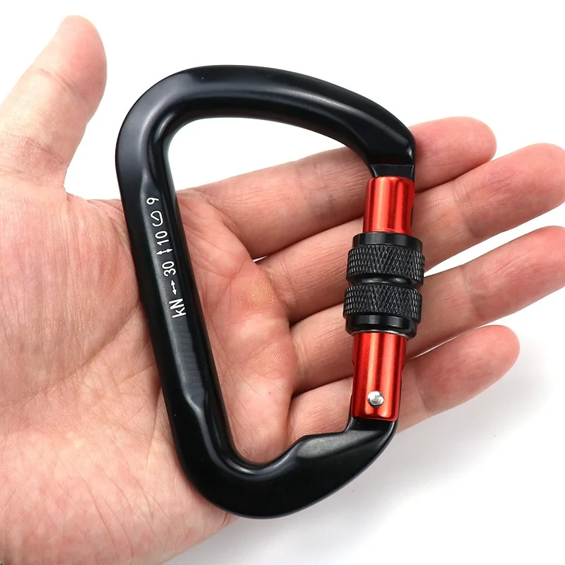 Outdoor Carabiner Rock Climbing Mountain Landing 30kN Hook High Altitude Carabiner Aluminum Alloy Safety Buckle Equipment