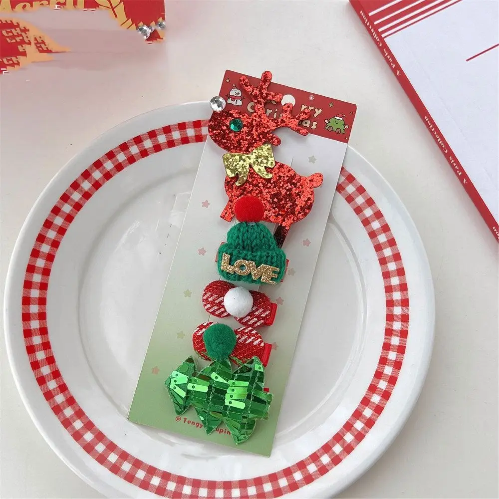 

С Рождеством Декор Рождественский набор заколок для волос Рог оленя Звезда Детская заколка для волос с рогами и блестками Санта-Клаус Детская заколка с бантом