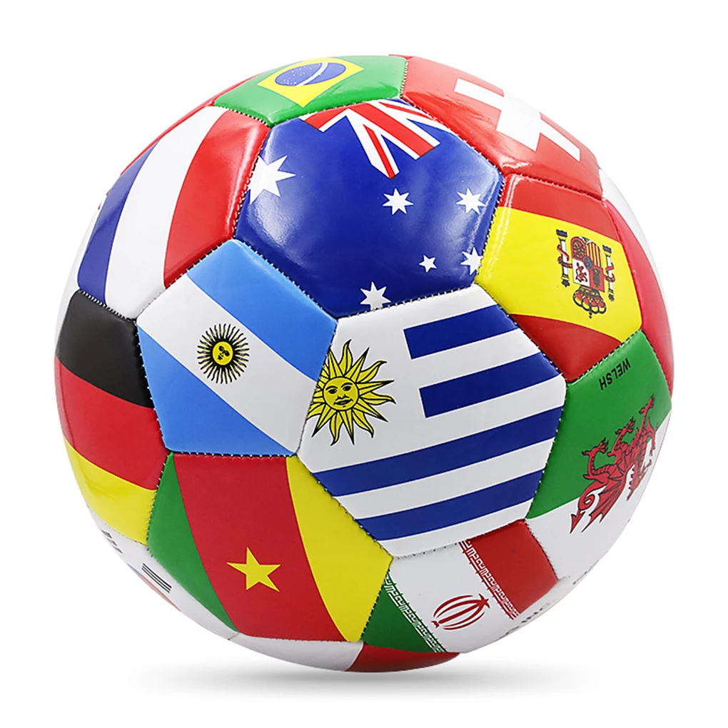 Flag Printed Soccer Ball Official Size 5 Soccer Match Ball Outdoor Match Game Football Pvc 2.7Thickened Team Training Footy Ball