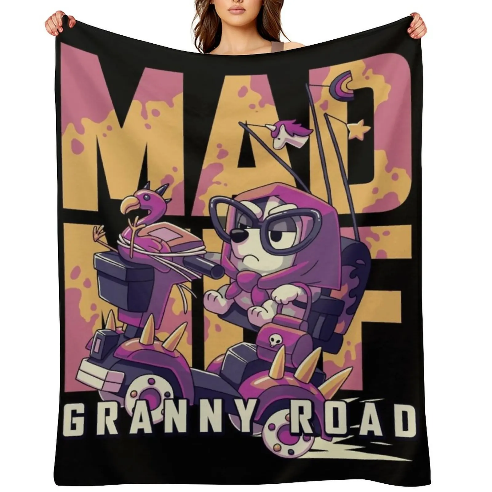

Mad Muf: Granny Road // Muffin Heeler, Aussie dog, Bingo, Bandit, Chilli Throw Blanket Sofas manga Blankets