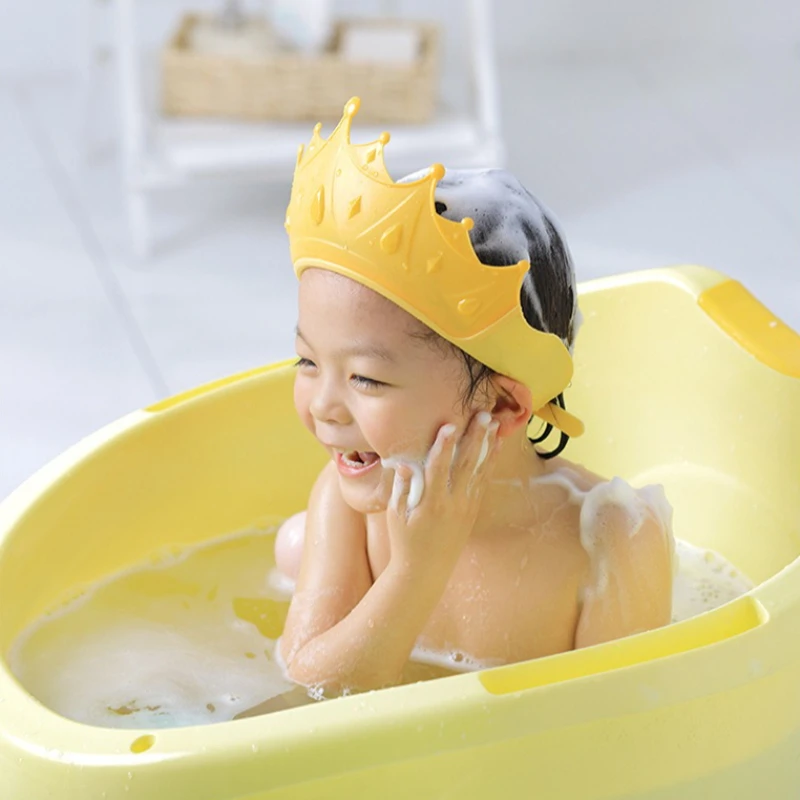 

Шапочка для мытья головы Crown Hat, регулируемая, силиконовая, для защиты глаз и ушей, водонепроницаемая, для детей, аксессуар для душа