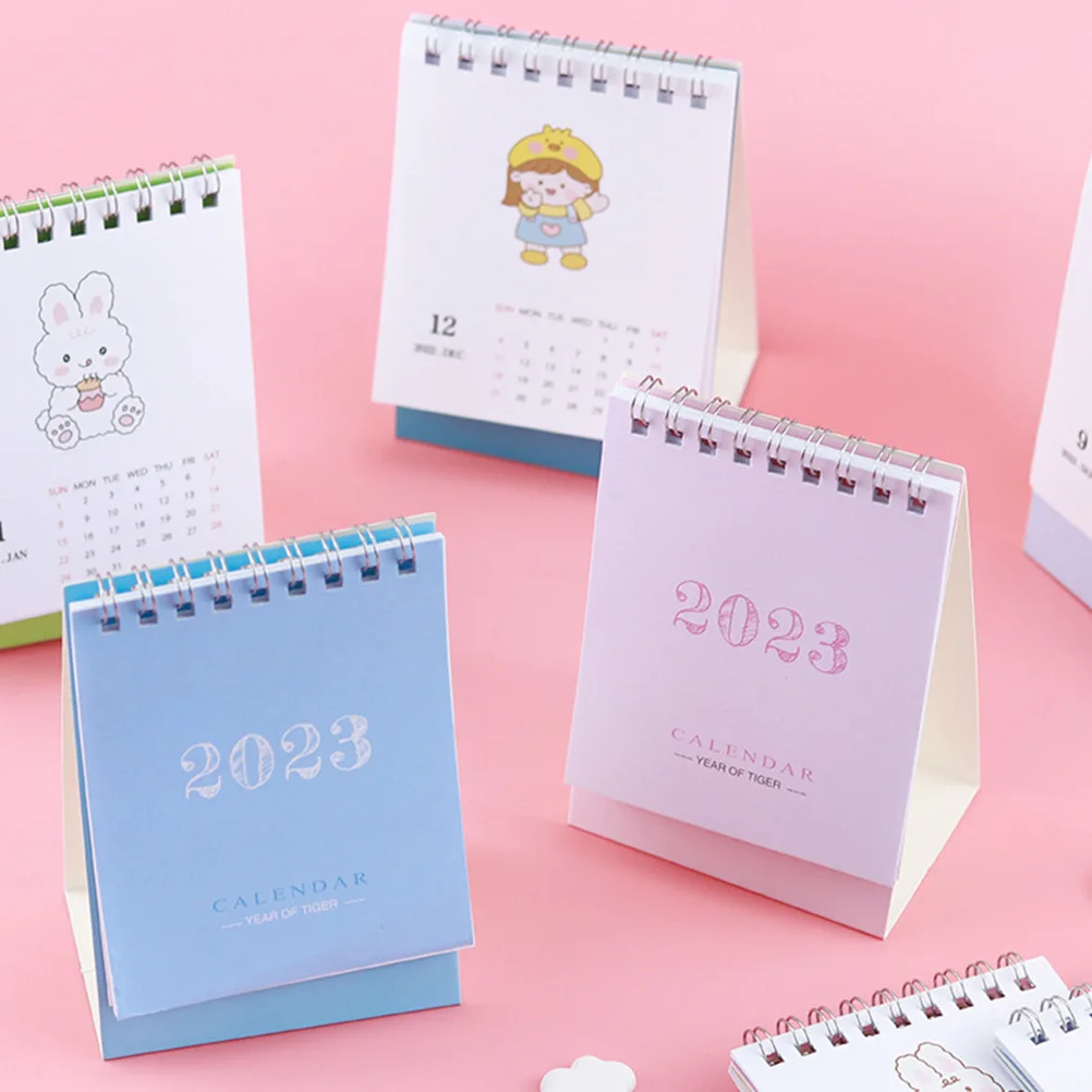 1 st Mini Desktop Kalender 2023 Papier Eenvoudige Creatieve Organizer Voor Office Home School Staande Driehoekige Basis Klein