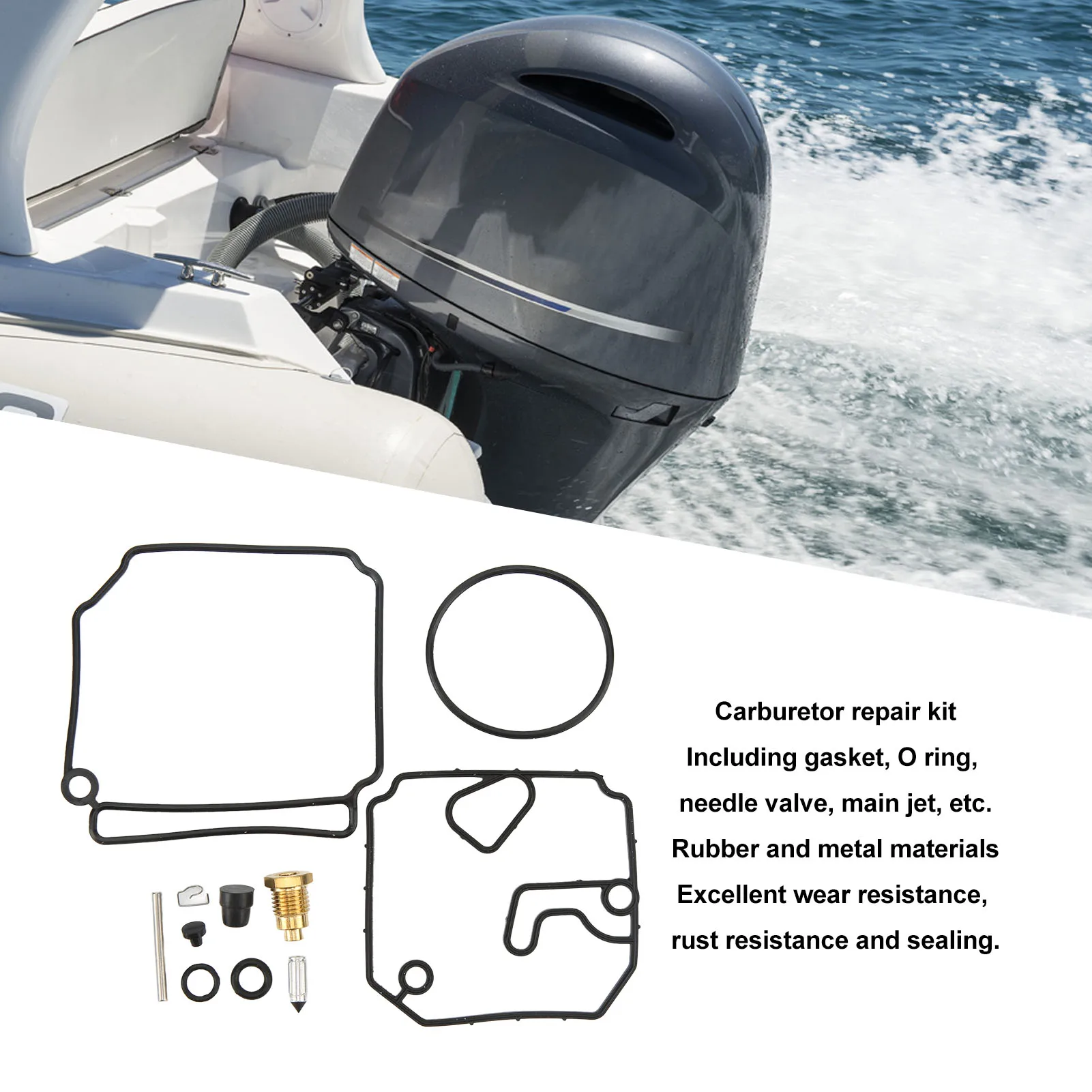 11Pcs Carburetor Carb Repair Kit 6H1 W0093 10 00 for 75‑90HP Boat Outboard Motor 1992‑2007 Outboard Carburetor Repair Kit