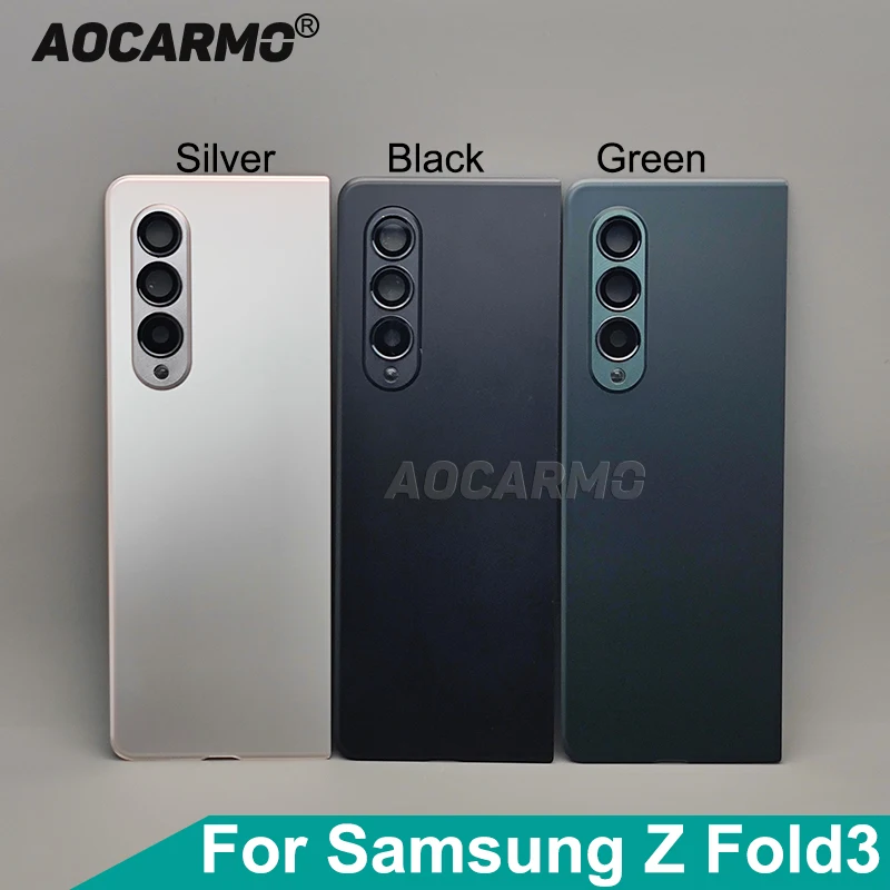 Aocarmo For Samsung Galaxy Z Fold3 5G F926 Back Battery Cover Rear Glass Housing Bezel With Adhesive Camera Lens Repair Part