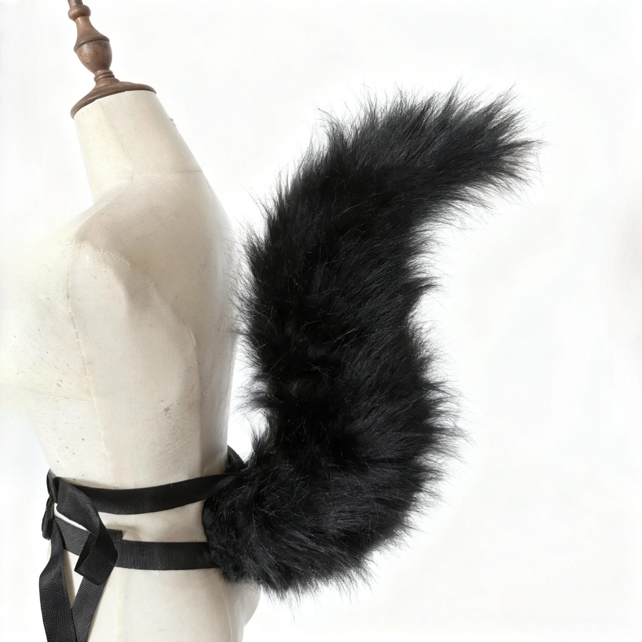 Neue handgemachte Arbeit schwarz Eichhörnchen Schwanz Fuchsschwanz Cosplay Prop für Spiel Party nach Maß