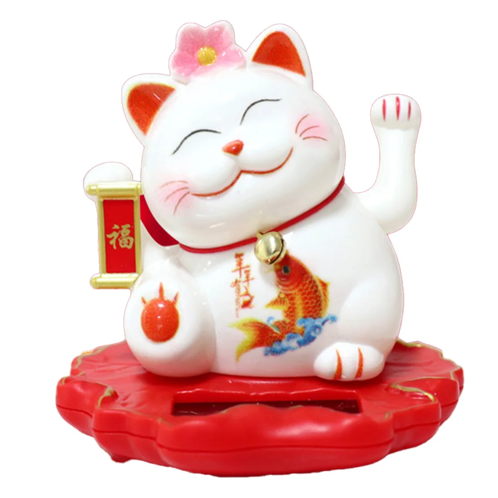Feng Shui Lucky Cat Automatic Waving Lucky Cat Classic Design Financial Prosperity No Batteries Needed 7.8*7.5*8cm