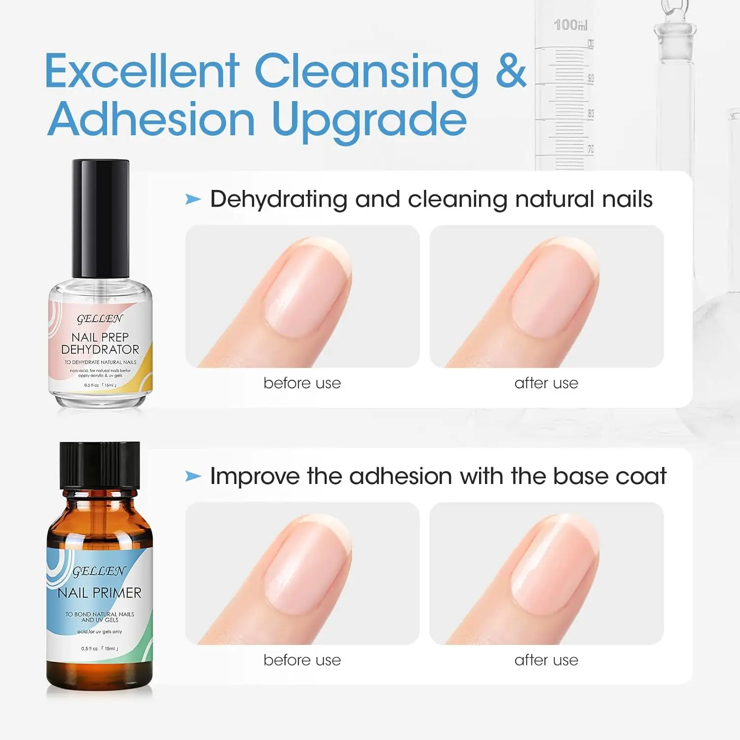 Gellen جل طقم أظافر قاعدة معطف معطف فوقي ديهيدراتور التمهيدي مجموعة ل مسحوق الاكريليك هلام البولندية قوي الترابط سريعة الجافة طويلة الأمد