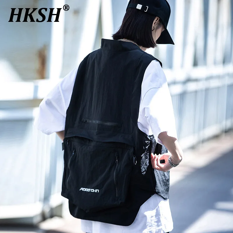 

HKSH China-Chic Detachable Backpack Vest Men's Tide Dark Techwear Tank Tops Summer New Waistcoat Functional Tactical Vest HK1913