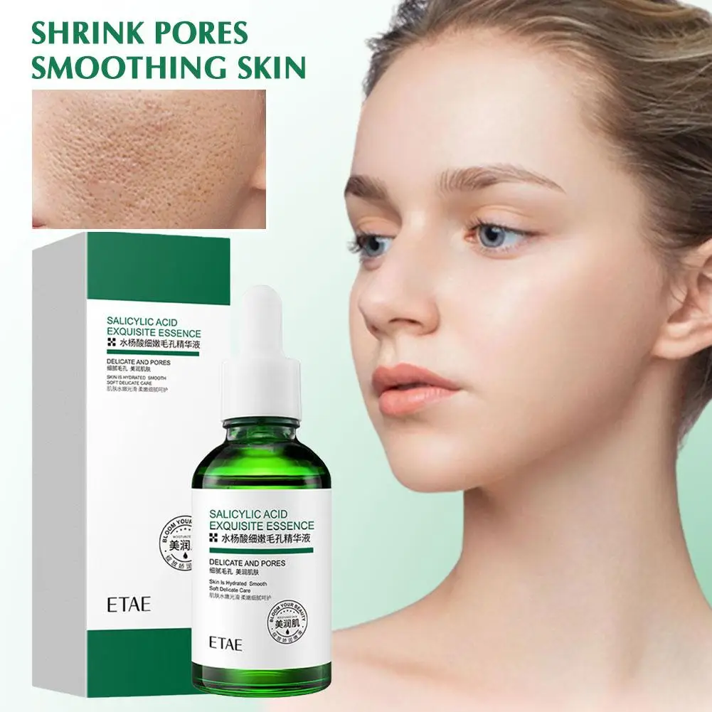 Poro Shrinking Serum, Fruta Salicílica, Essência Ácida, Anti Envelhecimento, Acne Remover, Controle de Óleo, Clareamento, Hidratante, Cuidados com a Pele, 30ml