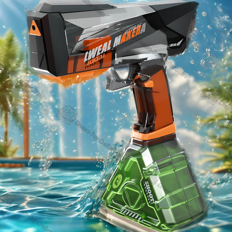 

Cyberpunk Electric Water Gun Toy for Kids Automatic Shooting Splash Blaster Handheld Soaker Outdoor Beach Play Squirt Weapon