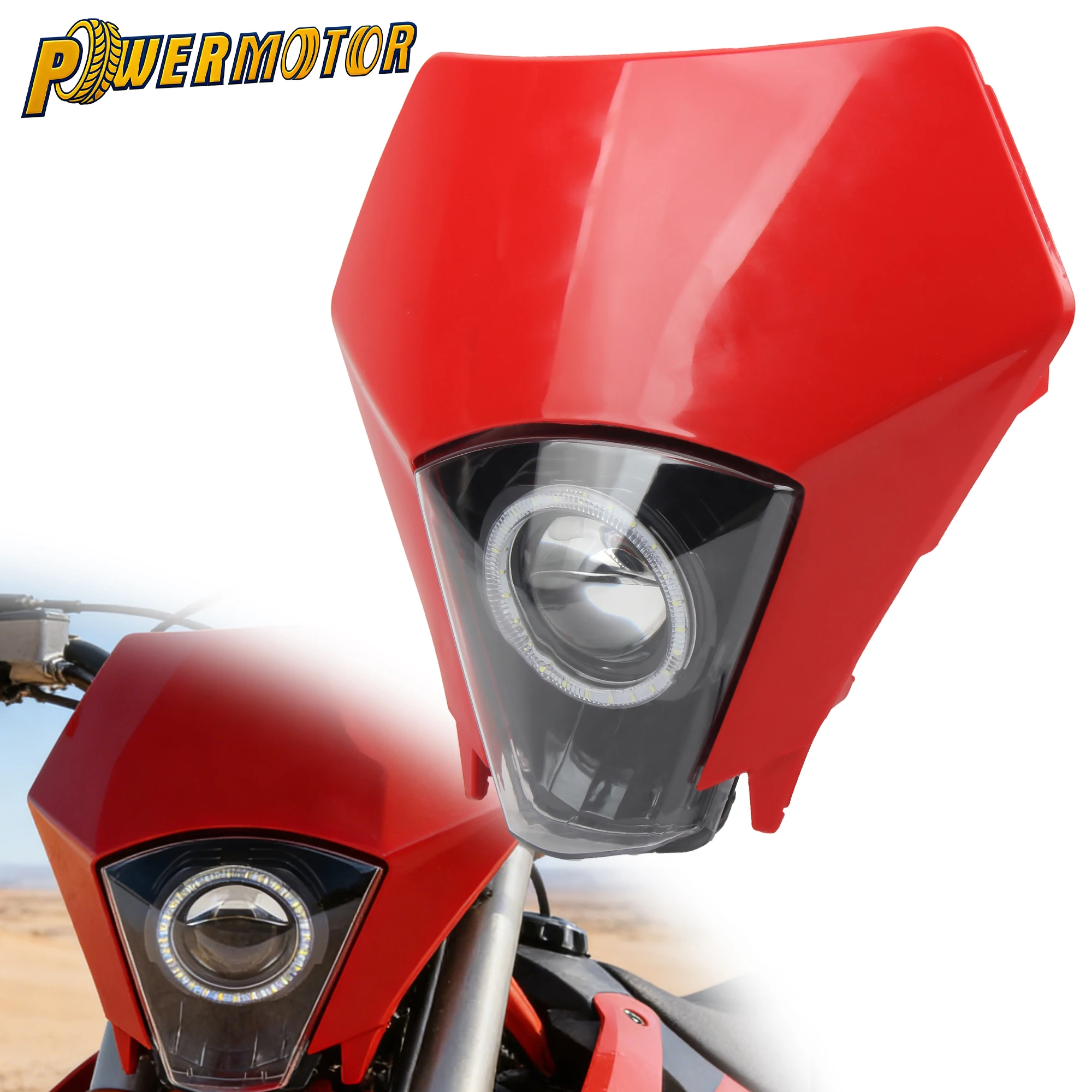 

New Motocross LED Headlight Angel Eyes Halo DRL For GASGAS EX EC 300 350F 400F 450F 500F SM700 2024 2025 Dirt Bike Head Light