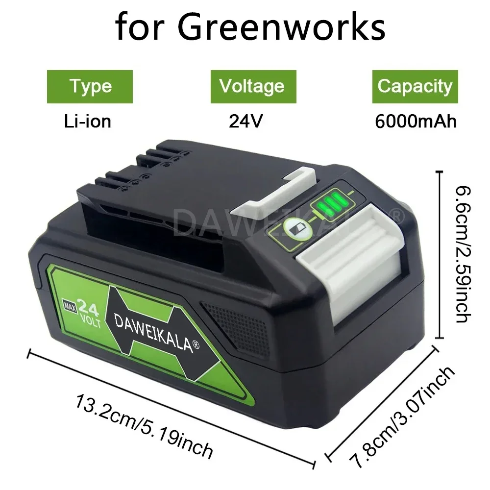 For Greenworks 24V Lithium-ion Replacement Battery G24B2 for Greenworks ALL devices of 24V tools 29842 29852 BAG708 29322 21342