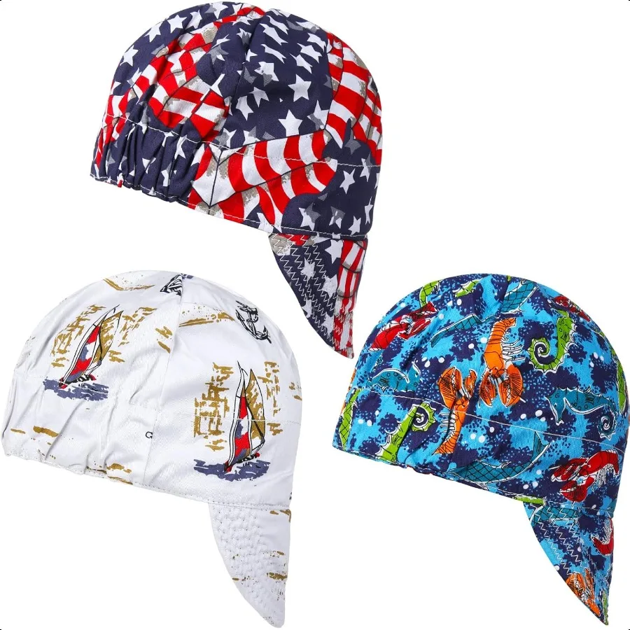 

arrie 3 Pcs Welding Hats for Men Flame Resistant Cotton Welding Cap Mesh Inside Liner Welder Cap Low Crown for Welder Electrici