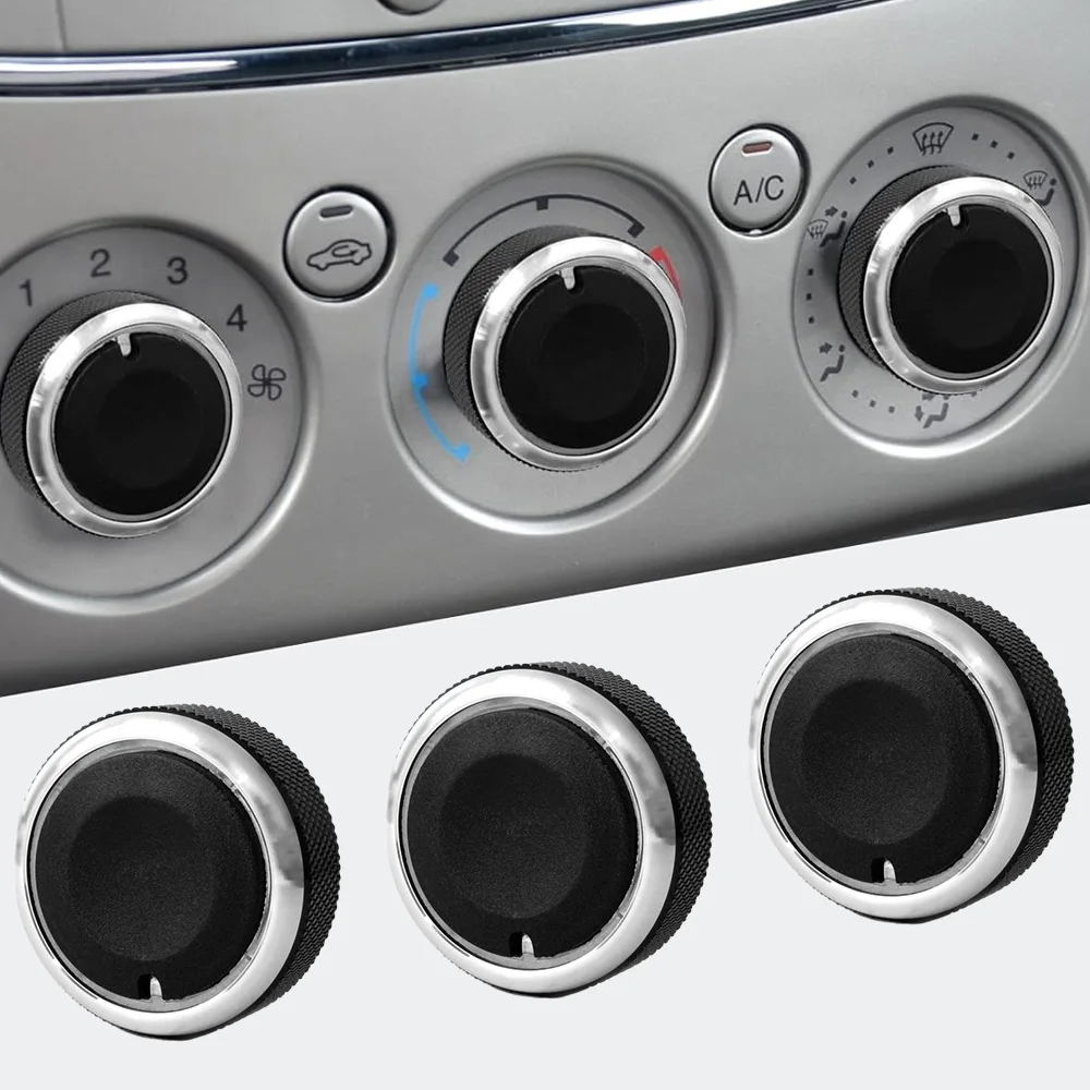 

3pcs Aluminum Alloy Car Air Conditioning Knob AC Knob Heat Control Switch Button Knob for Ford Focus 2005 2006 2007-2014