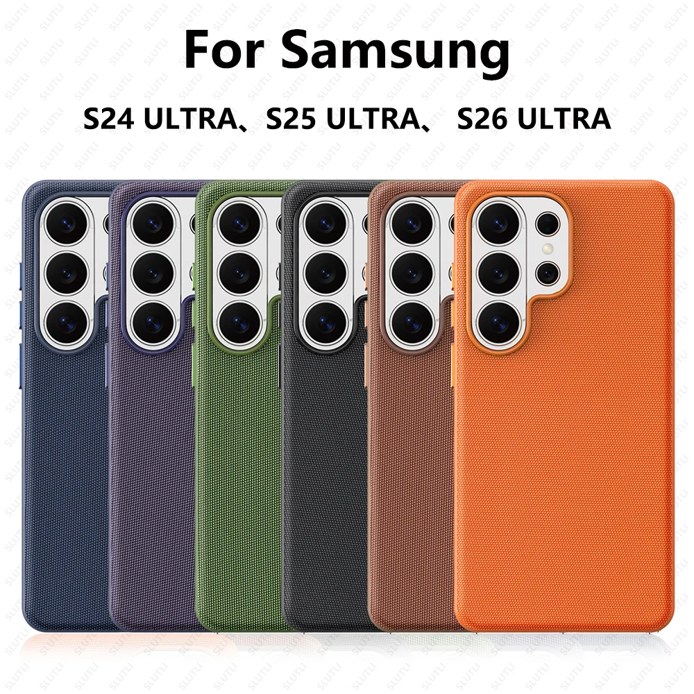 Magnetic Tech Fabric Phone Case For Samsung Galaxy S26 25 24 23 22 Ultra For Magsafe Wireless Charging TechWoven Anti-Slip Cover