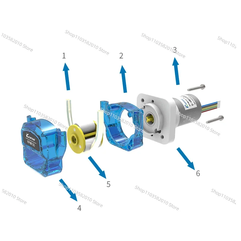 Bomba peristáltica pequeña para Kamoer KPHM100, motor de CC sin escobillas/cepillado de bajo flujo, bomba dosificadora de líquido, 12V/24V, 100 ml/min